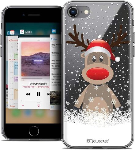 Caseink - حالة وقائية لـ Apple iPhone 8 (4.7) [Crystal Gel Motif HD Collection Christmas 2017 CERF AU Bonnet - مرنة - رقيقة للغاية - مطبوعة في فرنسا] in Saudi Arabia