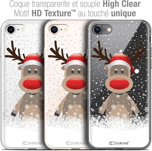 Caseink - حالة وقائية لـ Apple iPhone 8 (4.7) [Crystal Gel Motif HD Collection Christmas 2017 CERF AU Bonnet - مرنة - رقيقة للغاية - مطبوعة في فرنسا] in Saudi Arabia