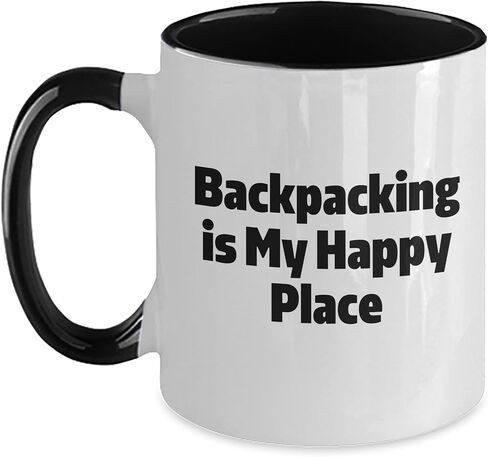 Backpacking Adventures Begin Here, Funny Backpacking Quote, Gifts for Backpackers, Merry Christmas with Two Tone Coffee Mug, Back to Happy Places in Saudi Arabia