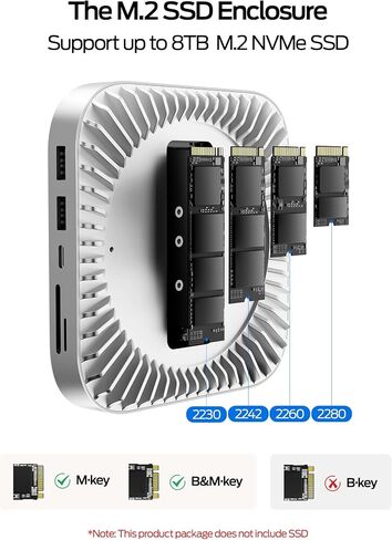 MOVE SPEED Mac mini M4 Dock with 2TB NVMe SSD, 10 in 1 Aluminum Stand Hub, 10Gbps USB-C/A, 4K60Hz HDMI, SD/TF Reader, Space-Saving Vertical Design in Saudi Arabia