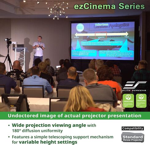 شاشات Elite Ezcinema Series ، 120 بوصة 16: 9 ، شاشة عرض الإسقاط اليدوي لسحب الإسقاط ، ومكتب المسرح المنزلي ، Church 8K 4K Ultra HD 3D Ready ، ومقره الولايات المتحدة. ضمان لمدة عامين ، F120NWH in Saudi Arabia