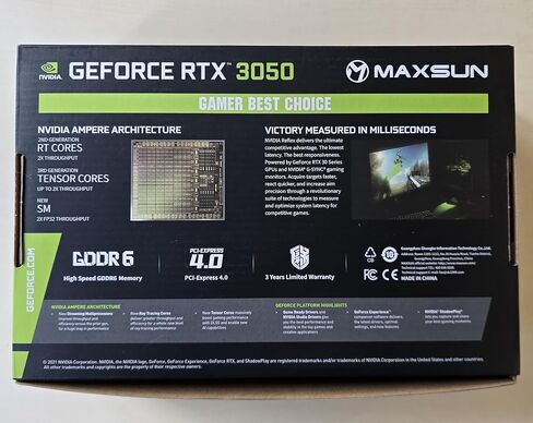 MaxSun Geforce RTX 3050 6GB رسومات بطاقات GDDR6 GPU GPU للألعاب PC MINI Form Form Ssf Slim Low Profile Design PCI Express 4.0 ، HDMI 2.1 ، DisplayPort 1.4a in Kuwait