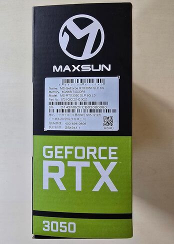 MaxSun Geforce RTX 3050 6GB رسومات بطاقات GDDR6 GPU GPU للألعاب PC MINI Form Form Ssf Slim Low Profile Design PCI Express 4.0 ، HDMI 2.1 ، DisplayPort 1.4a in Kuwait