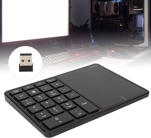 2 في 1 لوحة أرقام لاسلكية ، 22 مفاتيح USB لوحة المفاتيح BT4.2 PAD 2.4G حجم صغير حجم لوحة المفاتيح الرقمية ضوء ، محمول ، مناسبة لسطح مكتب الكمبيوتر المحمول ، الكمبيوتر (الأسود) in Kuwait