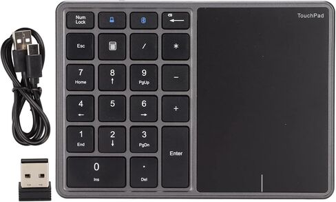 2 in 1 Wireless Number Pad, 22 Keys USB Keypad BT4.2 Number Pad 2.4G Small Size Numeric Keypad Light Weight, Portable, Suitable for Laptop Desktop, PC (Black) in Saudi Arabia