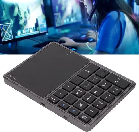 2 in 1 Wireless Number Pad, 22 Keys USB Keypad BT4.2 Number Pad 2.4G Small Size Numeric Keypad Light Weight, Portable, Suitable for Laptop Desktop, PC (Black) in Saudi Arabia