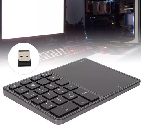 2 in 1 Wireless Number Pad, 22 Keys USB Keypad BT4.2 Number Pad 2.4G Small Size Numeric Keypad Light Weight, Portable, Suitable for Laptop Desktop, PC (Black) in Saudi Arabia