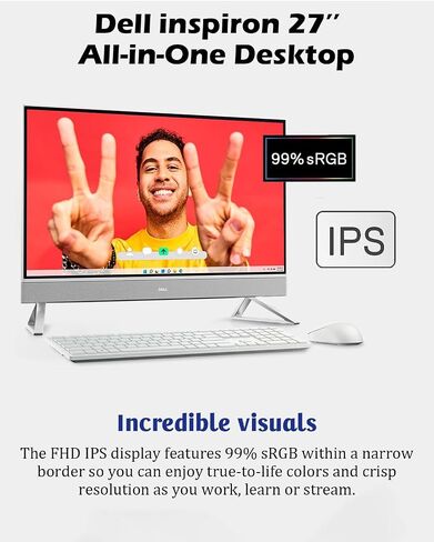 Dell Inspiron 7730 All in One Desktop - 27 inch FHD Touchscreen Display, w/Office Lifetime, Intel 10 Core 7-150U Up to 5.4 GHz, 32GB RAM, 2TB SSD, NVIDIA GeForce MX570A, Win 11 Pro, External DVD Drive in Saudi Arabia