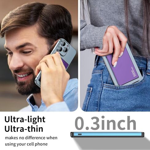 Magnetic Portable Charger Magnetic 5000mAh Ultra SlimforMagSafe Battery Pack, 0.3in3.9oz Mini Wireless Power Bank with 20W PD USB-C Two-Way Charging, Compatible for iPhone 15/14/13/12 Series(Violet) in Saudi Arabia