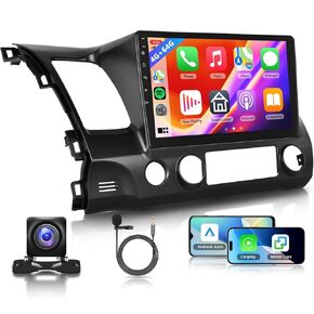 4+64G Radio for Honda Civic 2006 2007 2008 2009 2010 2011 Car Stereo, Wireless CarPlay Android Auto 10.1 Inch IPS Touch Screen Android 13 GPS WiFi Bluetooth DSP Audio HD Backup Camera