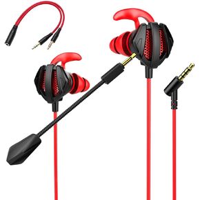 Gaming Headset with Microphone Wired Earbuds PC for PS4 PS5 Xbox One PlayStation 5 Games Mobile Phone, Detachable Stereo Bass Earphones Noise Cancelling Gaming Headphones with Mic Black