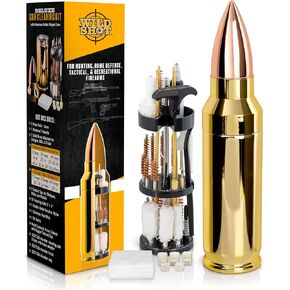 Deluxe Gun Cleaning Kit with .223 Aluminum Bullet-Shaped Storage Case, Cleaning Tools to Effectively Maintain Handguns, Shotguns and Rifles