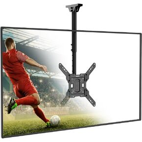 Mount-It! Ceiling TV Mount for 32-65 Inch Flat Screens, Full Motion Adjustable Bracket with 360° Swivel, Tilt, Height Settings, Fits VESA 100x100 to 400x400, Holds 99 lbs, for Slanted or Flat Ceilings