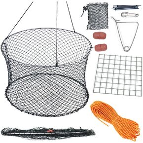 Drasry Crab Ring Trap Two Ring Crab Kit with Harness and Bait Clip Fishing Crabbing Net for Board Kayak Dock and Pier Net