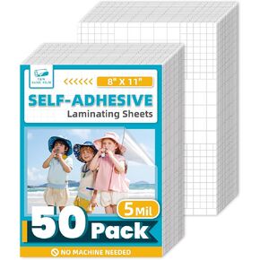 【5 Mil】 Self Adhesive Laminating Sheets, 8 x 11 Inch Laminate Sheets, 30 Pack No Heat Laminating Sheets, Self Sealing Laminating Sheets for Laminator, Round Corner, No Heat, No Machine Needed