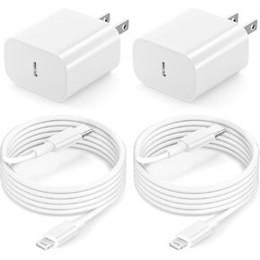 iPad Charger Fast Charging [MFi Certified] 2-Pack Fast Wall Charger Block with 6.6FT Lightning Cable for iPad 9th/8th/7th/6th/5th Generation, iPad Air 3/2, iPad mini 5/4/3, iPad Pro, iPhone