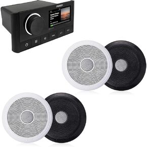 Fusion MS-RA670 Marine Receiver with 2 Pairs Fusion XS-F77CWB 7.7" Marine Speakers, Includes White and Black Classic Grills