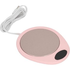 USB Mug Warmer , Constant Temp Electric Ceramic Constant Tempe Ure Cup 55 Degree Heating Beverage Warmers Be Heating Plate for Coffee Cups Keep Warm Ceramic Coffee Mat (Roseate and White) (White)