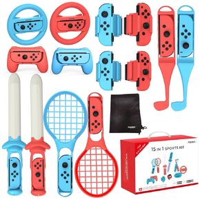 24 in 1 Switch Sports Accessories Bundle with Storage Bag Compatible with Nintendo Switch/OLED Joy-con, for Authentic Switch Sports Games Experience, Double Player, Family Gatherings, Social Icebreaker, Holiday Essentials Accessories Kit