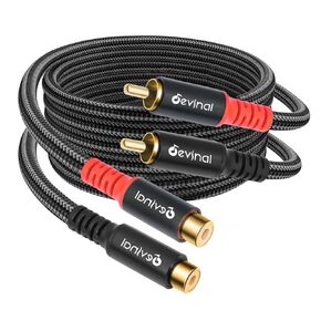 Evinal RCA أنثى إلى الذكور كابل التمديد - سلك صوتي متميز لجودة ومتانة عالية الصوت ، متوافقة مع المسرح المنزلي ، التلفزيون ، صوت 6.6 قدم/2M