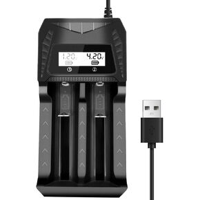 WAVYPO AA AAA Battery Charger for NiMH NiCD Rechargeable Batteries, 12 Bay Smart Universal Charger LCD Display,Fast Charge for 18650 18500 18490 16340 14500 AA AAA (Charger Only)