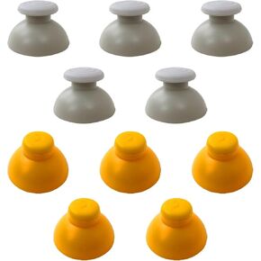 10x Rubber Controller Joystick Thumbstick Button Cap Fit for Nintendo Gamecube - Gray and Yellow