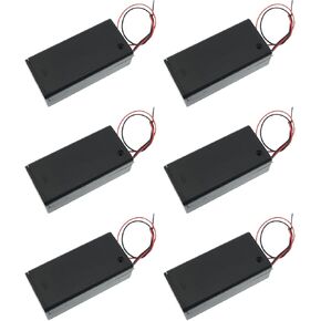6PCS Battery Box 9V with Cover and Switch Battery Holder with Leads for Student Experiments LED Strip Battery Device Black