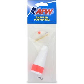AFW Snapper Popper Rig, Clear Monofilament Line, Weighted Popping Float, #6 Hook with Natural Color Tube Dressing, 1 pc