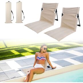 2 Pcs Foldable Pool Chairs Portable Poolside Seat for Edge of Pool Foldable Beach Chair Provides Back Support with Carry Bag for Camping Picnic Lawn Swimming Pools Summer Party Accessories