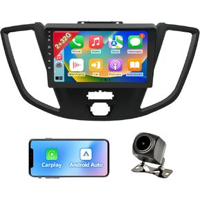 Radio Radio Stereo Stereo Android 13 متوافق مع Ford Transit 2015-2018 ، 2+64g 9 بوصة شاشة رأس السيارة مع Carplay/Android Auto/MirrorLink/GPS Camerigation/Fm Camera/FM