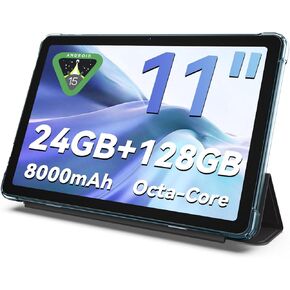 جهاز لوحي 11 بوصة Android 15 Tablet ، 24 جيجابايت ذاكرة الوصول العشوائي + 128 تخزين (قابلة للتوسيع يصل إلى 2 تيرابايت) ، جهاز لوحي Android مع العلبة ، أو ثمان النواة ، شاشة IPS HD ، كاميرا مزدوجة 13 ميجابكسل ، 8000 مللي أمبير ، 5gwifi ، GPS ، Bluetooth 5.