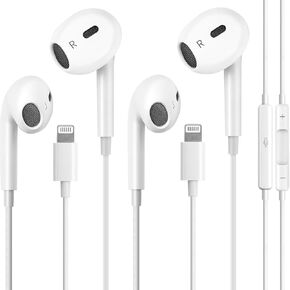 2 Packs for iPhone Headphones Wired with Built-in Microphone and Volume Control,Earbuds Compatible for iPhone 14/13/12/11/XR/XS/X/8/7/SE/Pro/Pro Max,Support All iOS System.
