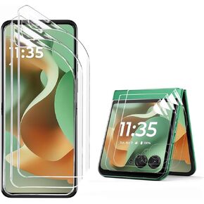 3 Pack for Motorola Razr 2025/2024 Screen Protector,[3 Main Screen + 3 Front Screen],Razr 2025/2024 HD TPU Shield Anti Scratch Bubble Free Screen Protector for Moto Razr 2025/2024,Clear