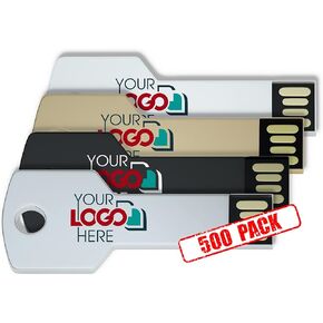 Custom Key Shaped USB Flash Drive 128MB Customized with Your Logo - as Promotional Gift Bulk 400 Pack