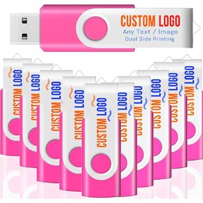 [100pcs] Custom Logo USB Flash Drive 2GB 100 Pack JBOS Bulk Personalized USB Drives with Your Logo Customized Promotional Thumb Drives with Brand Name/Site Address/Contact info - Red