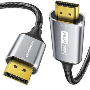 Active DisplayPort to HDMI Cable 6Ft (4K@60Hz,1440P/2K@120Hz) Uni-Directional Display Port 1.2 to HDMI 2.0 Braided Cord,DP to HDMI Compatible with AMD,NVIDIA,Desktops,and Gaming Monitors