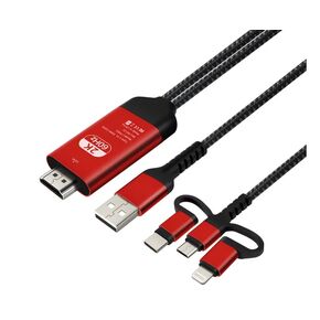 3-in-1 Phone to TV HDMI Adapter 2K@60Hz/1080P | Lightning+Type-C to HDMI for iPhone/Android/Samsung | Plug & Play, Video Audio Mirroring, HDMI Cable Compatible iPhone 15/14/S24/S23 & Tablets