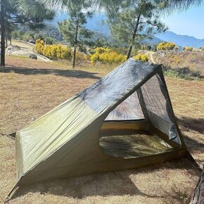 Airy Solo Mesh Tent with 2 Openings Inner Tent for Tarp Waterproof Bathtub Floor for Backpacking Hiking Patio Outdoor Camping