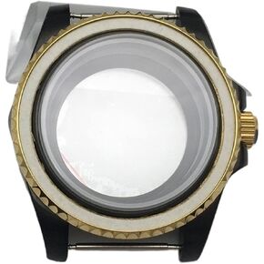 40MM Watch Case Ceramic Ring Case Assembly For NH36 NH35 Movement Black Gold watch case