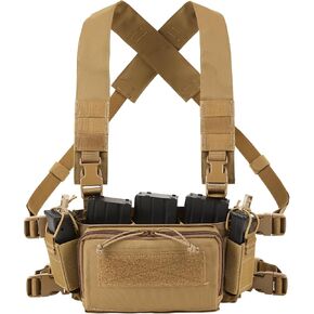 Tactical Chest Rig With Triple 5.56/7.62 Mag Pouch Insert X-Harness Mounted Chest Rig Adjustable&Detachable for Shooting Hunting