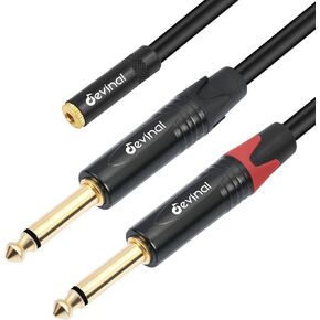 Devinal 3.5mm to Dual 1/4 Y Splitter Cable, 1/8" Female TRS to Dual 6.35mm TS Male Adapter, Female Mini Jack Stereo to 2 Quarter inch Mono Converter 1 feet