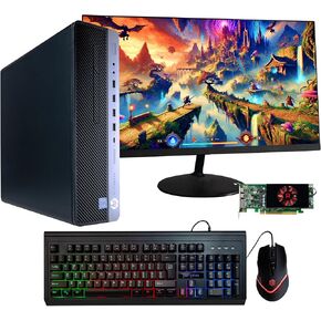 HP Prebuilt Gaming Desktop PC PC Intel I5 + Radeon RX550 4GB GPU 1080P Gaming PC 16GB DDR4 RAM 500GB SSD WI-FI 5G + Bluetooth Windows 11 Pro 24in LCD Monter (READED)