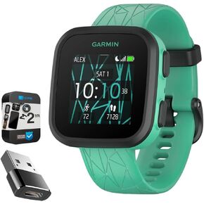 Garmin Bounce Kids Smartwatch Two-Way Text & Voice Messaging, Black Camo 010-02448-00 | Official USA Partner Model | Bundle with 2 YR CPS Enhanced Protection Pack & Converter Adapter Type C Adapter