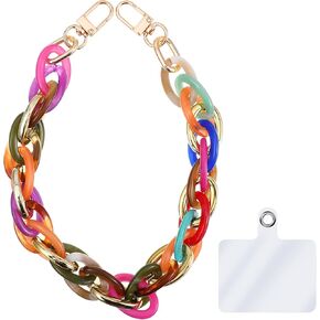 Acrylic Cell Phone Chain Strap for Women - Detachable Cell Phone Accessories with Tether Tab Wrist Strap Lanyard - Gradient Green
