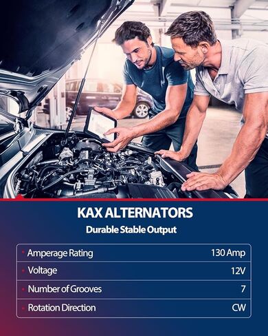 KAX New Alternator,130Amp Automotive Replacement Alternator fit for 2009-2014 Murano, 2009-2010 Maxima, 2011-2017 Quest, 2007-2010 Altima 3.5L, Alternators Replace OEM 11341 in Kuwait