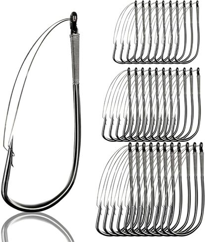 9KM DWLIFE Weedless Wacky Rig Hooks 30PCS Bass Hooks Super Strong Wacky Worm with Wire Guard for Neko Rig in Saudi Arabia