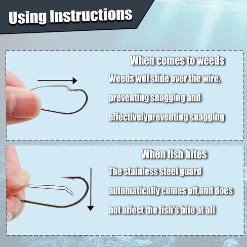 9KM DWLIFE Weedless Wacky Rig Hooks 30PCS Bass Hooks Super Strong Wacky Worm with Wire Guard for Neko Rig in Saudi Arabia