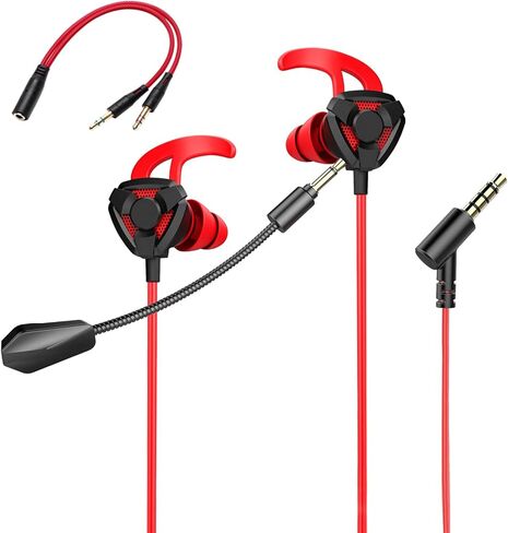 Gaming Headset with Microphone Wired Earbuds PC for PS4 PS5 Xbox One PlayStation 5 Games Mobile Phone, Detachable Stereo Bass Earphones Noise Cancelling Gaming Headphones with Mic Black in Saudi Arabia