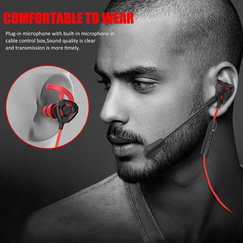 Gaming Headset with Microphone Wired Earbuds PC for PS4 PS5 Xbox One PlayStation 5 Games Mobile Phone, Detachable Stereo Bass Earphones Noise Cancelling Gaming Headphones with Mic Black in Saudi Arabia