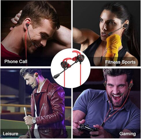 Gaming Headset with Microphone Wired Earbuds PC for PS4 PS5 Xbox One PlayStation 5 Games Mobile Phone, Detachable Stereo Bass Earphones Noise Cancelling Gaming Headphones with Mic Black in Saudi Arabia